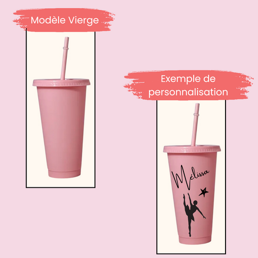 Gobelet paille rose 710ml