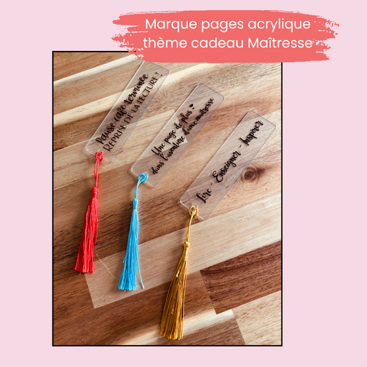 Marque page acrylique transparent