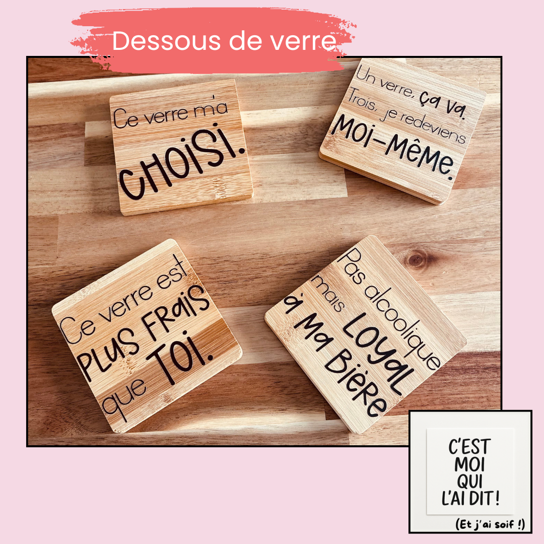 Lots de dessous de verres en bois vernis