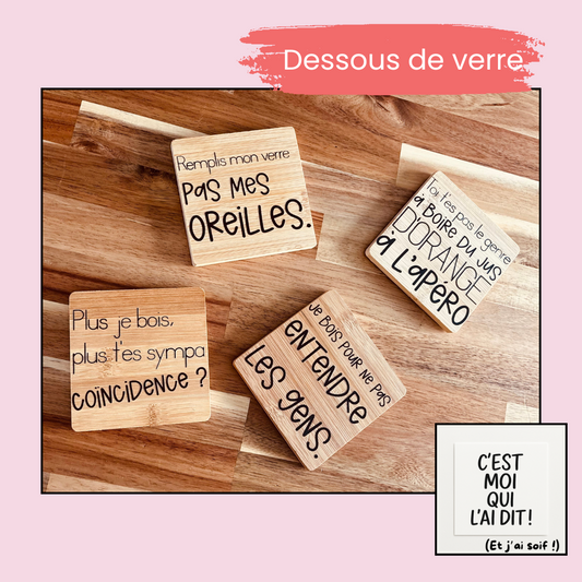 Lots de dessous de verres en bois vernis
